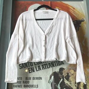 Urban Outfitters White Cozy Button Top